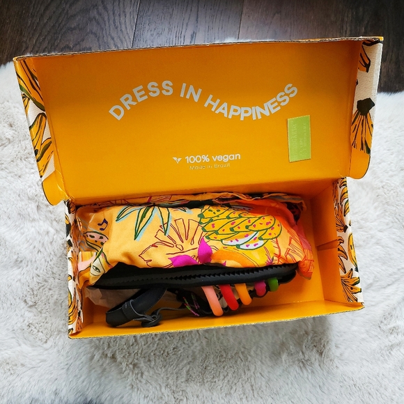 Farm Rio x Anthropologie Beaded Fringe Rainbow Tube Strappy Sandal - Picture 2 of 12